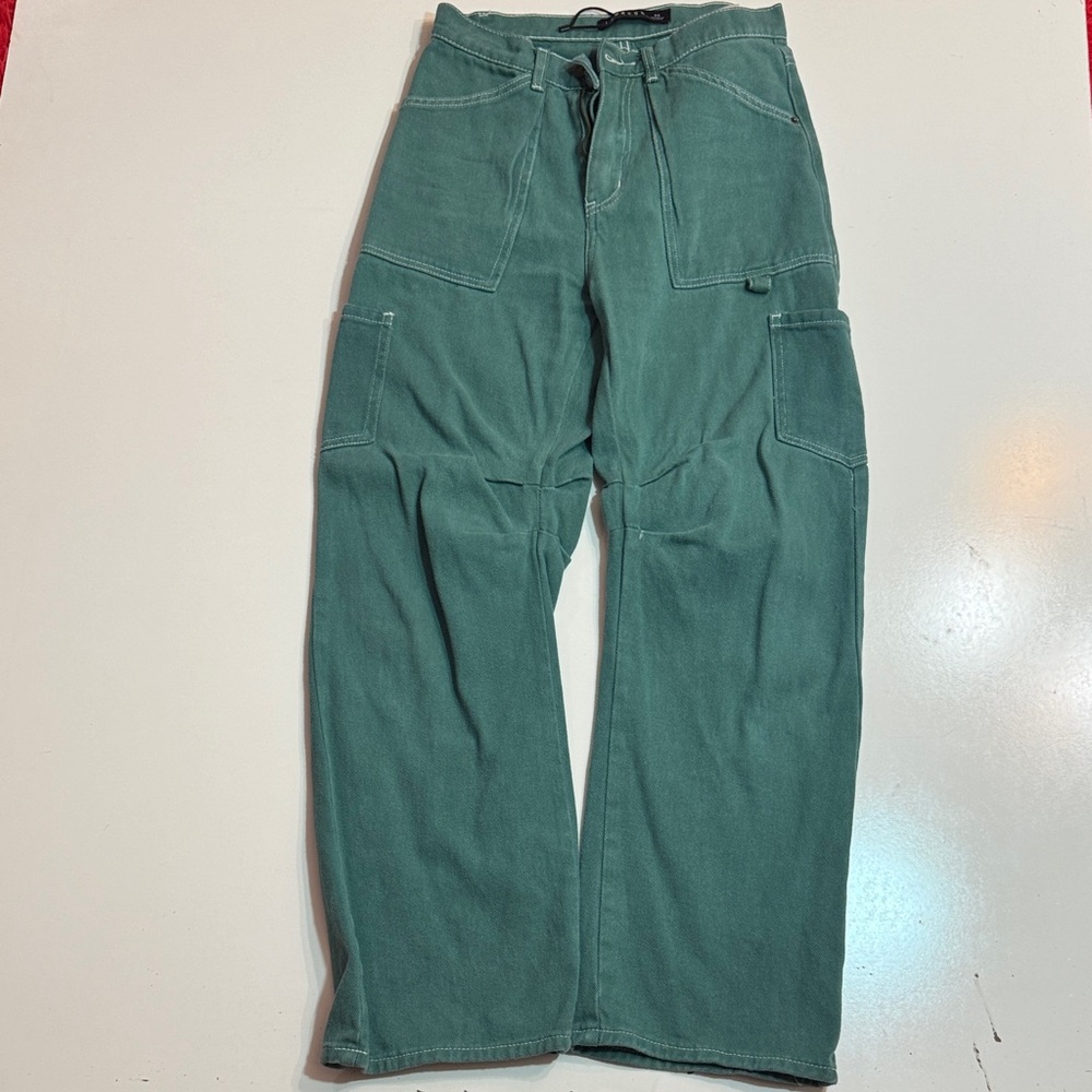 LIONESS teal green cargo pants. Size XS